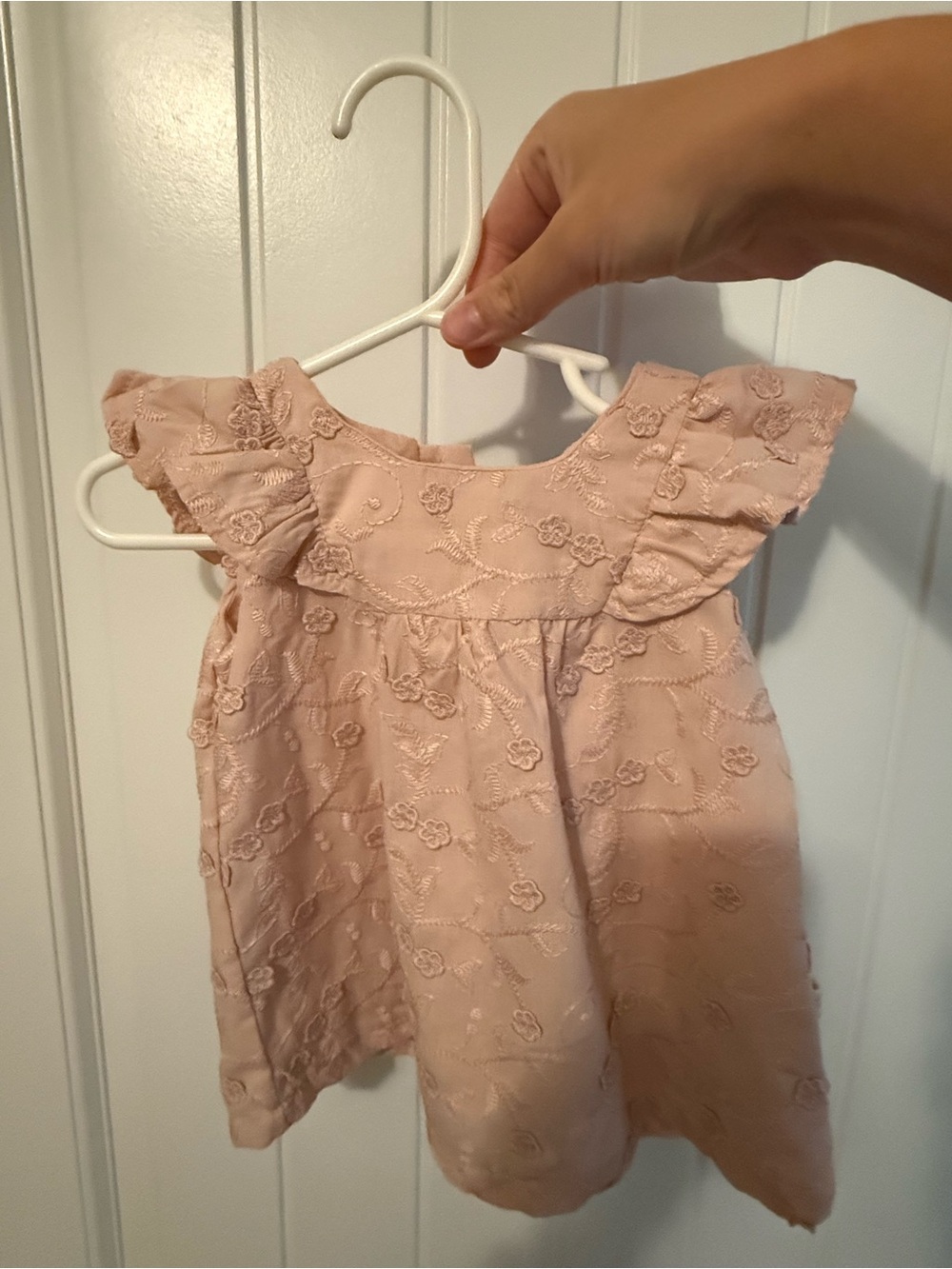Pink Floral Embroidered Ruffle Dress with Bloomers